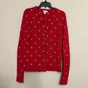 Charter Club Red and White Polka Dot Cardigan